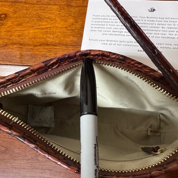 Brahmin Croc-Embossed Shoulder Bag in Pecan - Picture 9 of 10